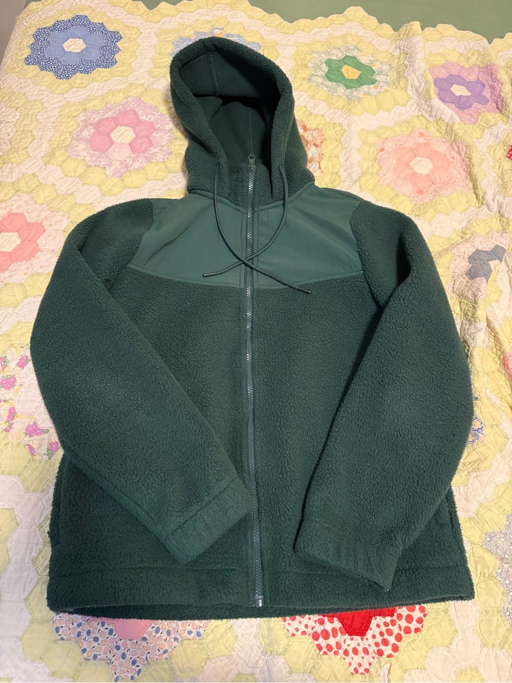 Dakini Green Sherpa Fleece Zip Up Hooded Sweater/Jacket